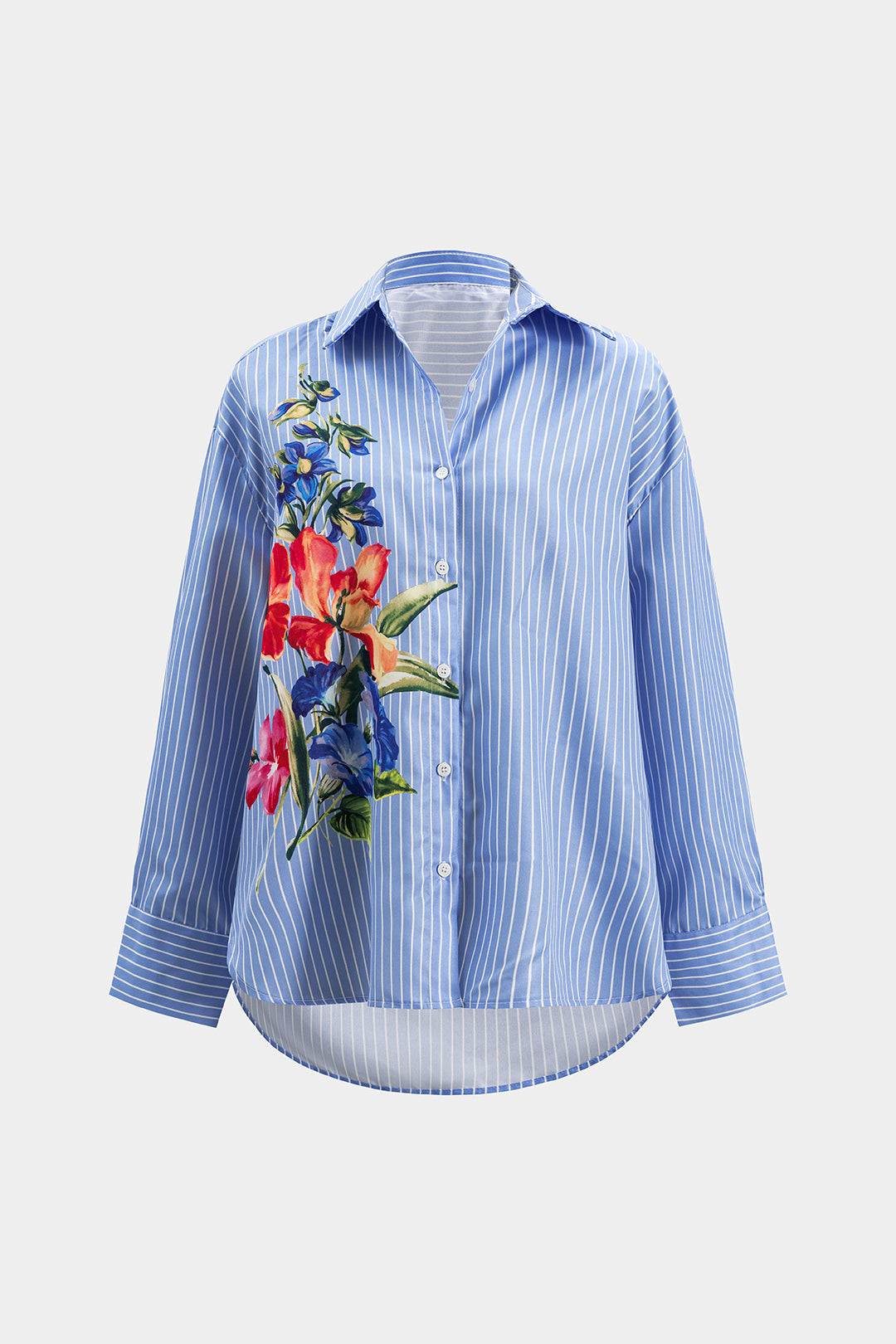 חולצה ארוכת שרוולים עם הדפס פרחוני ופסים 