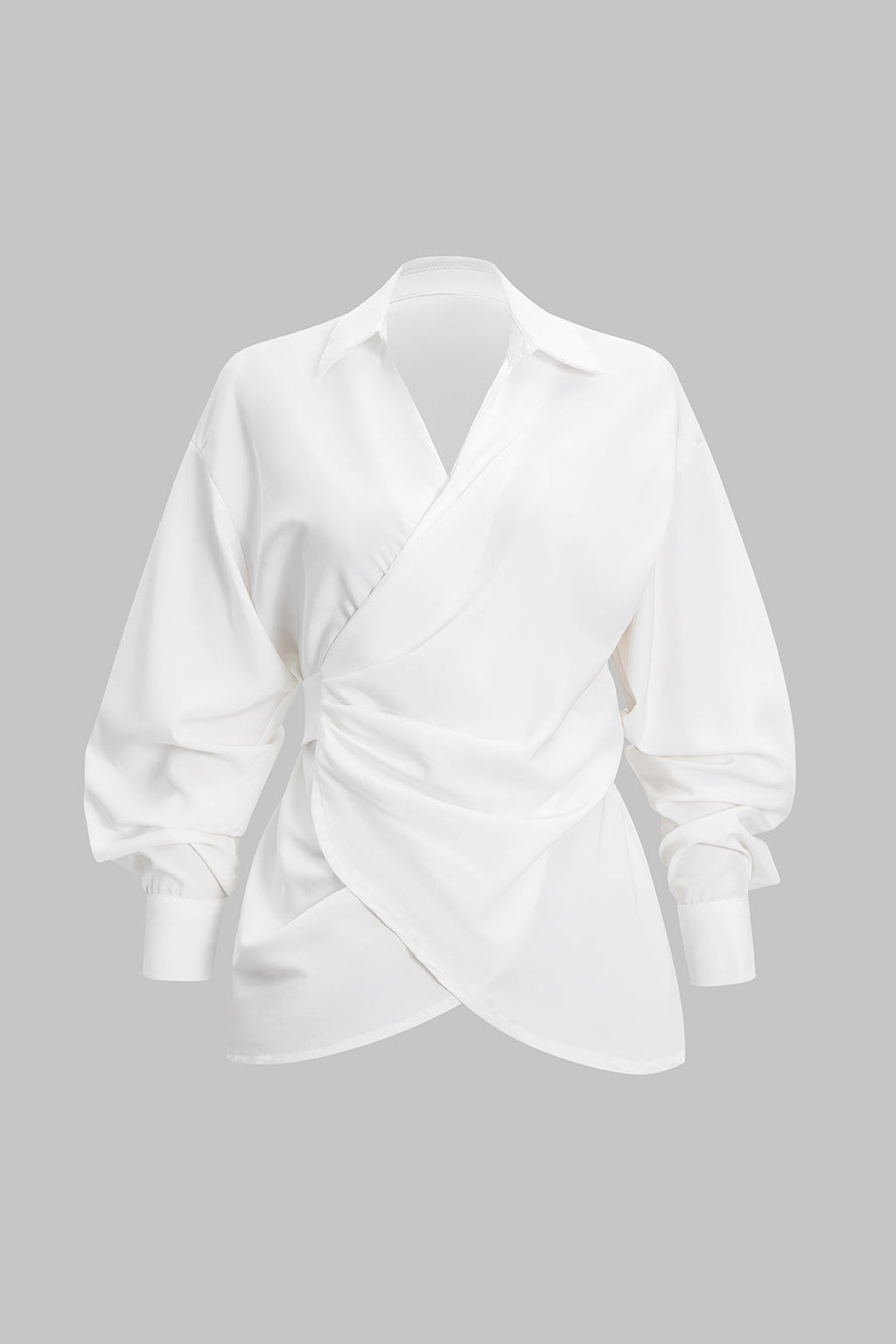 Ruched Tie-Back Long-Sleeve Shirt