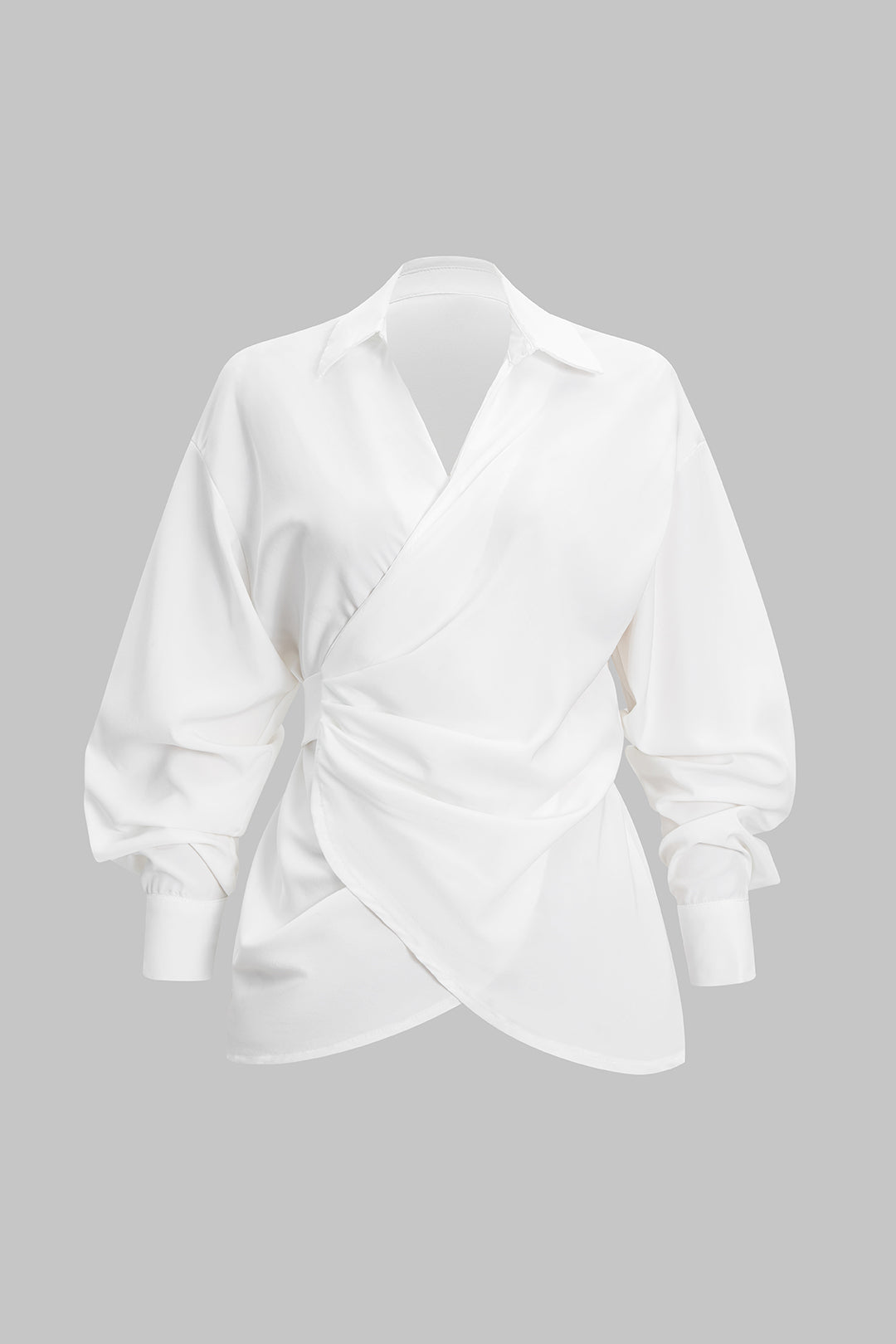 Ruched Tie-Back Long-Sleeve Shirt