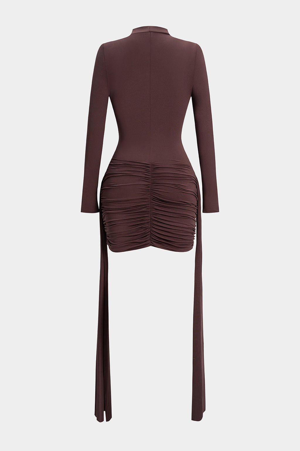 Solid Ruched Strappy Long Sleeve Mini Dress