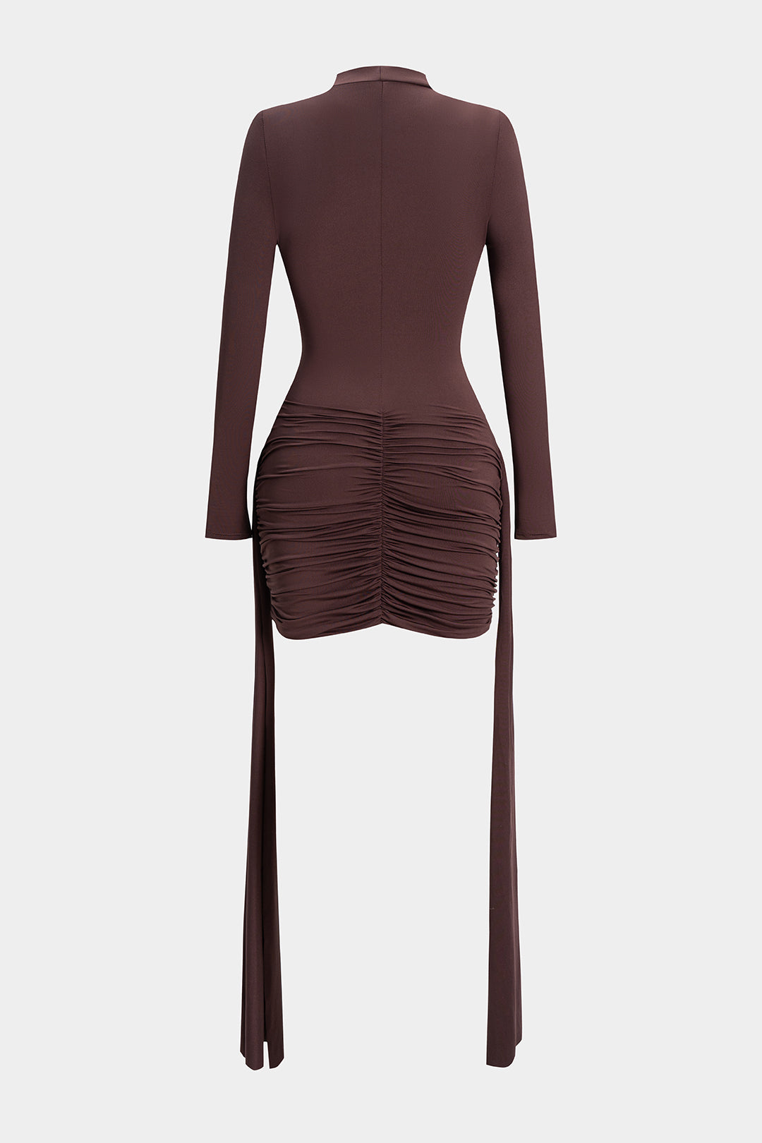 Solid Ruched Strappy Long Sleeve Mini Dress