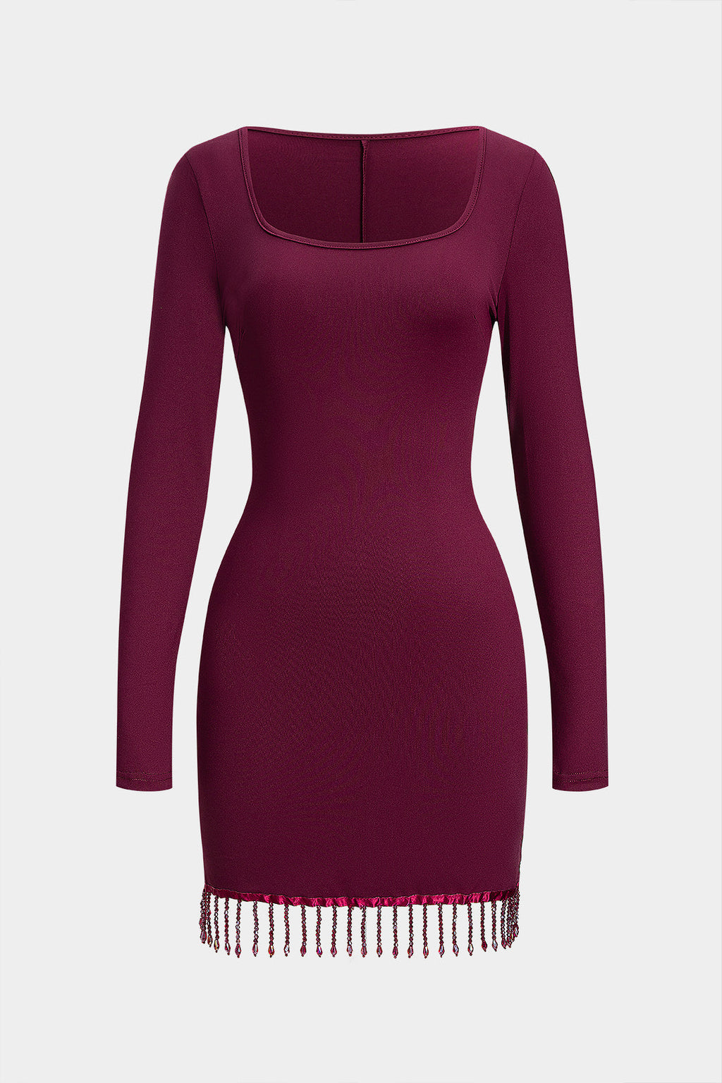 שמלת מיני עם צווארון עגול ושרוולים ארוכים 