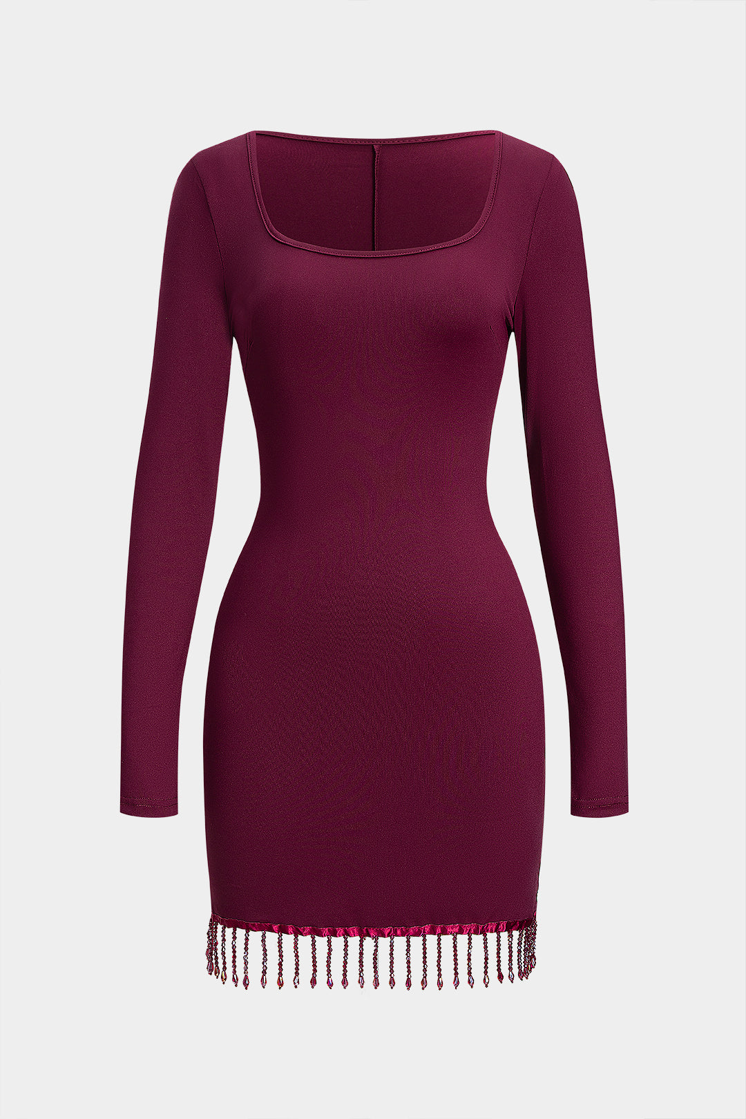 שמלת מיני עם צווארון עגול ושרוולים ארוכים 