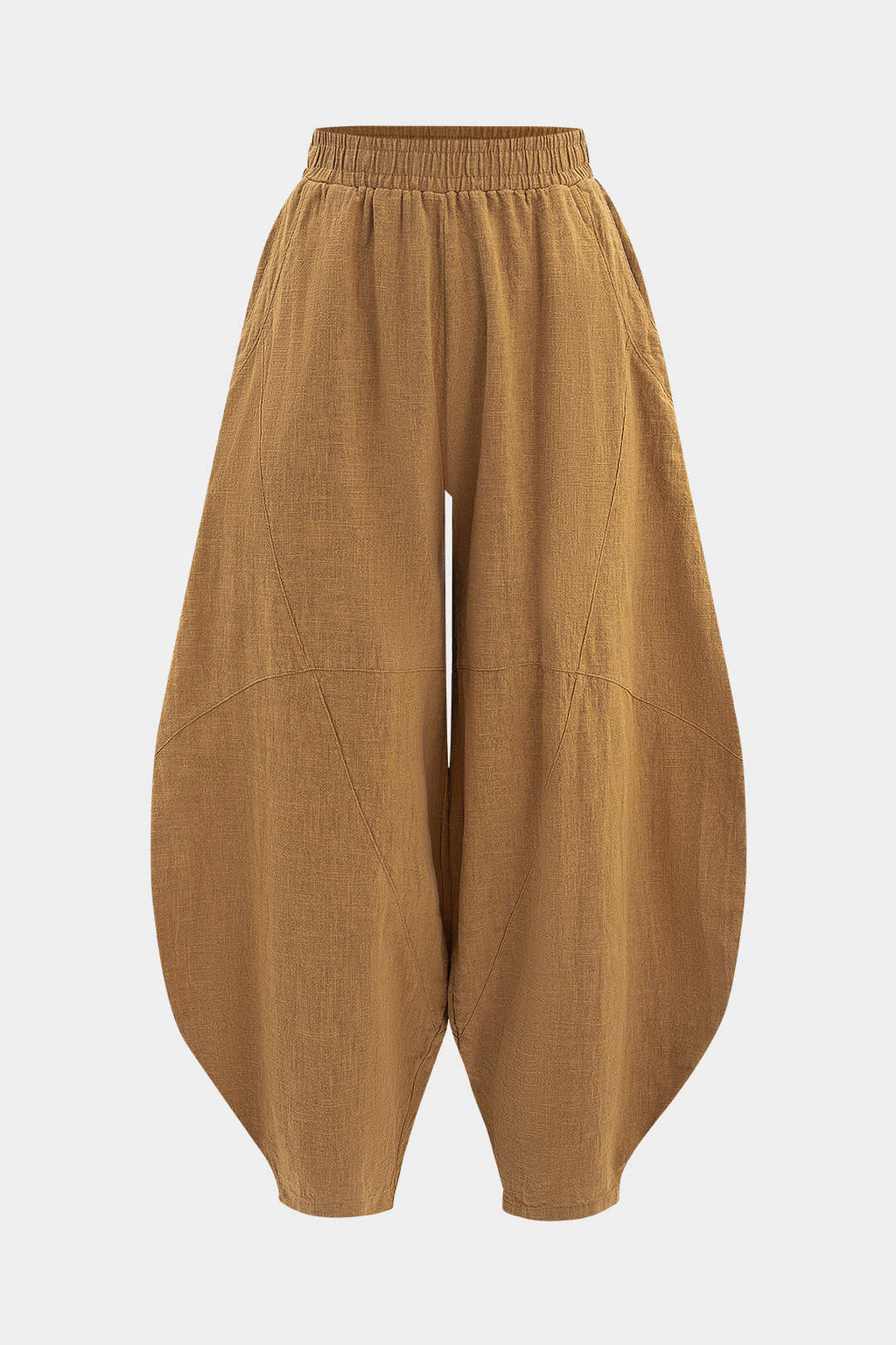 Pantalones Anchos Con Bolsillos Fruncidos Mujer Casual