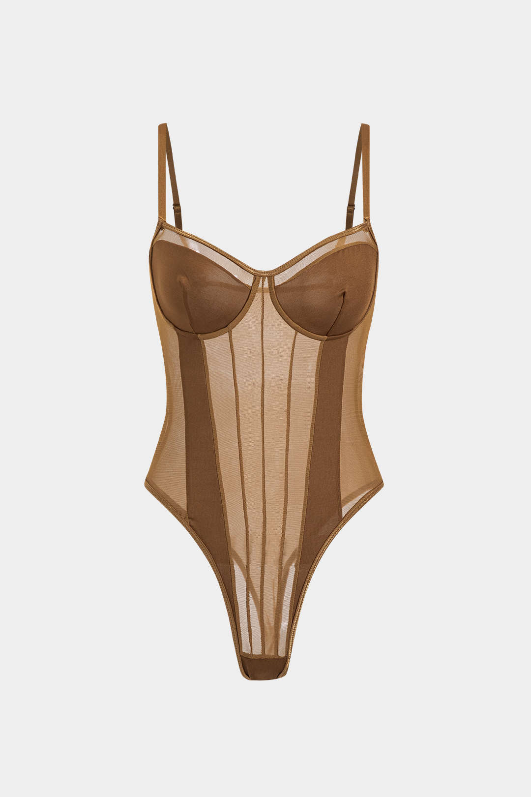 Corsé Bodysuit de Malla Sin Espalda con Escote Barco