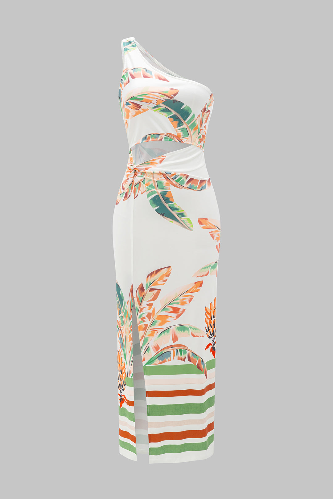 Vestido Midi Floral Sin Mangas Recortes De Hombros Rendija