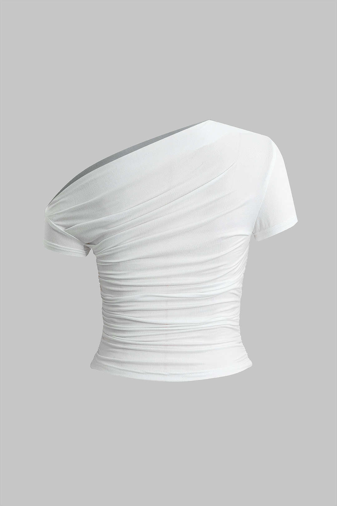 Camiseta Básica Asimétrica Drapada Para Uso Diario Versátil