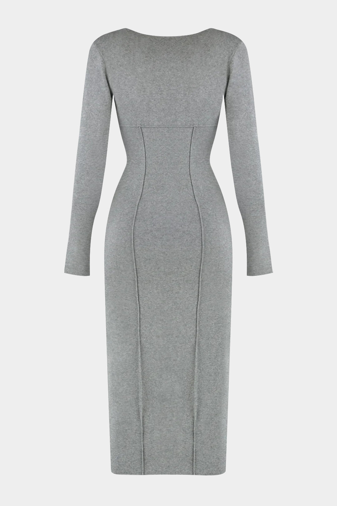 שמלת מידי עם צווארון עגול ושרוולים ארוכים 