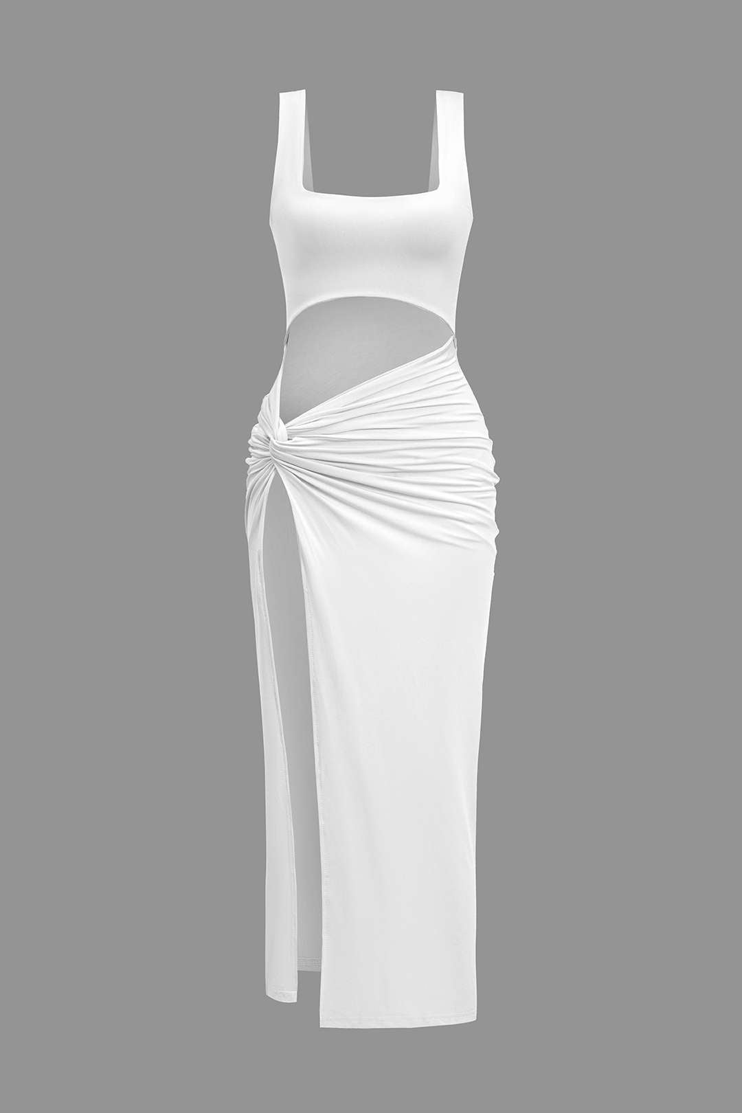 Vestido Midi Reversible Con Abertura Frontal Elegante