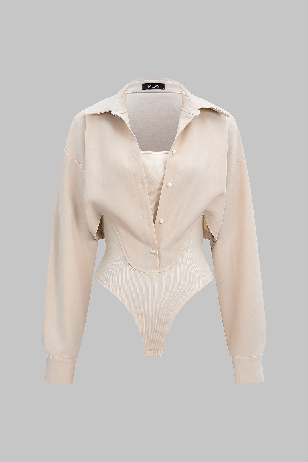 בגד גוף עם שרוולים ארוכים וכותנות עם כפתורים 