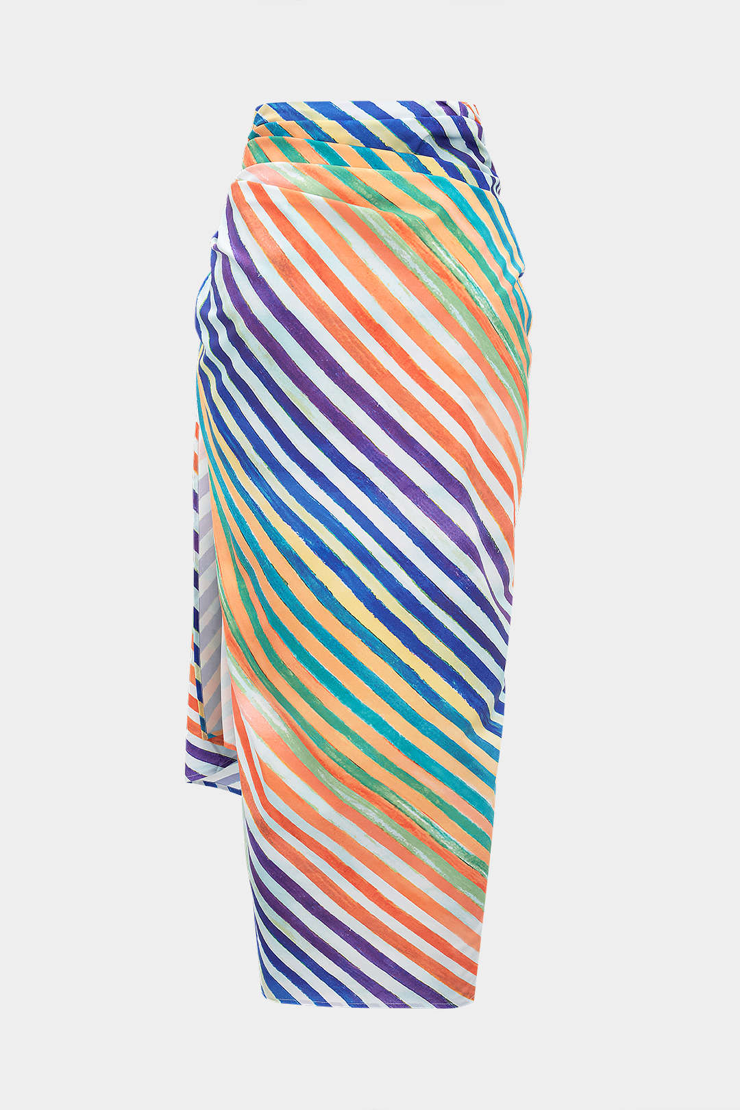 חצאית עם הדפס פסים וקשירה 