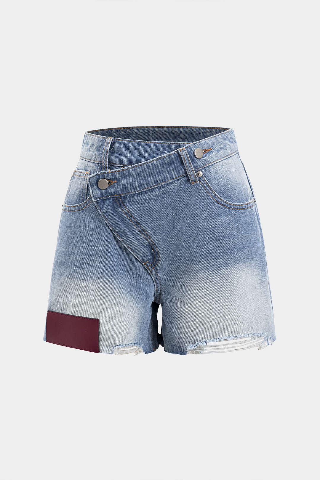 Shorts Vaqueros Denim Asimétricos Con Bolsillos Desgastados