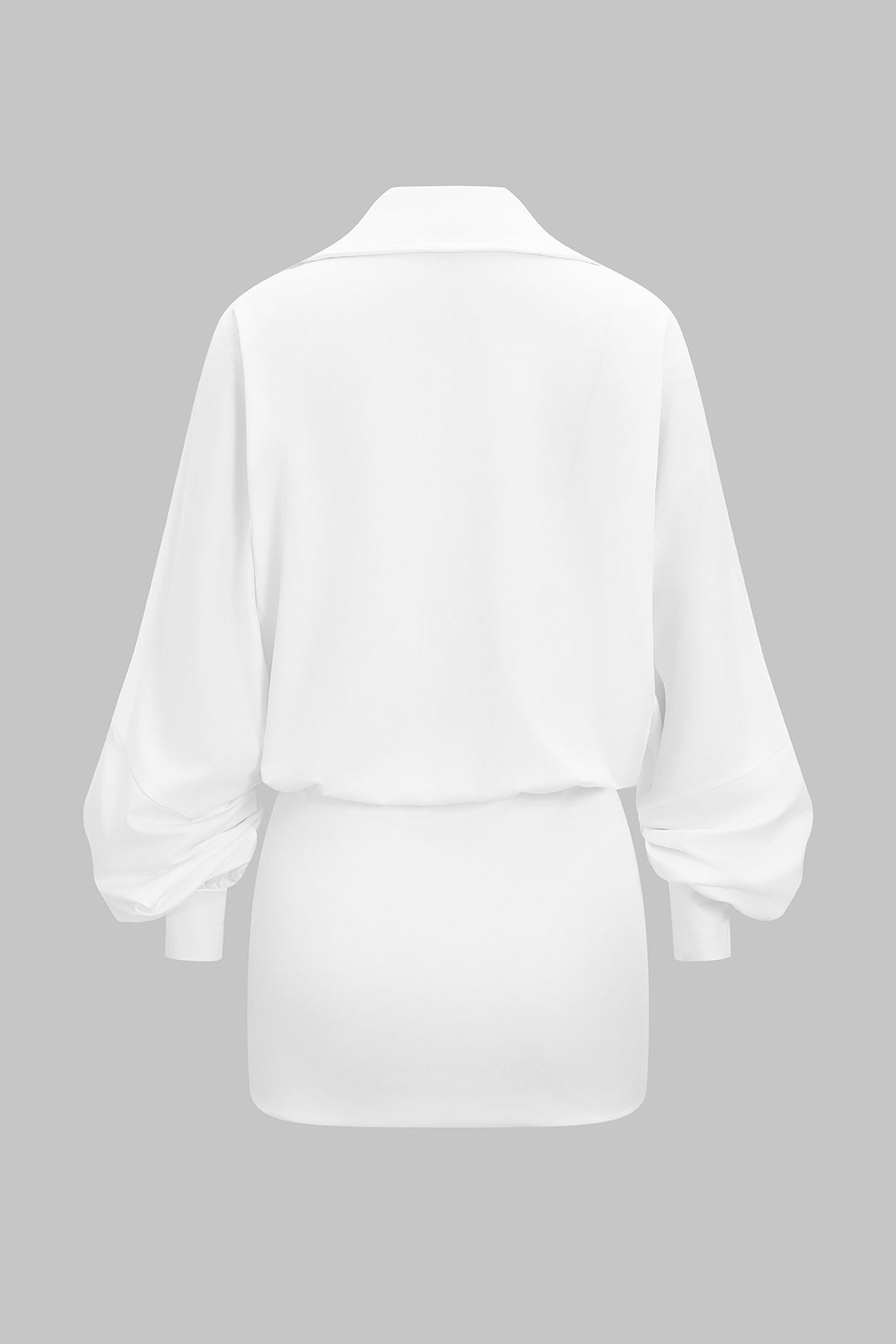 Draped Cowl Neck Long Sleeve Mini Dress