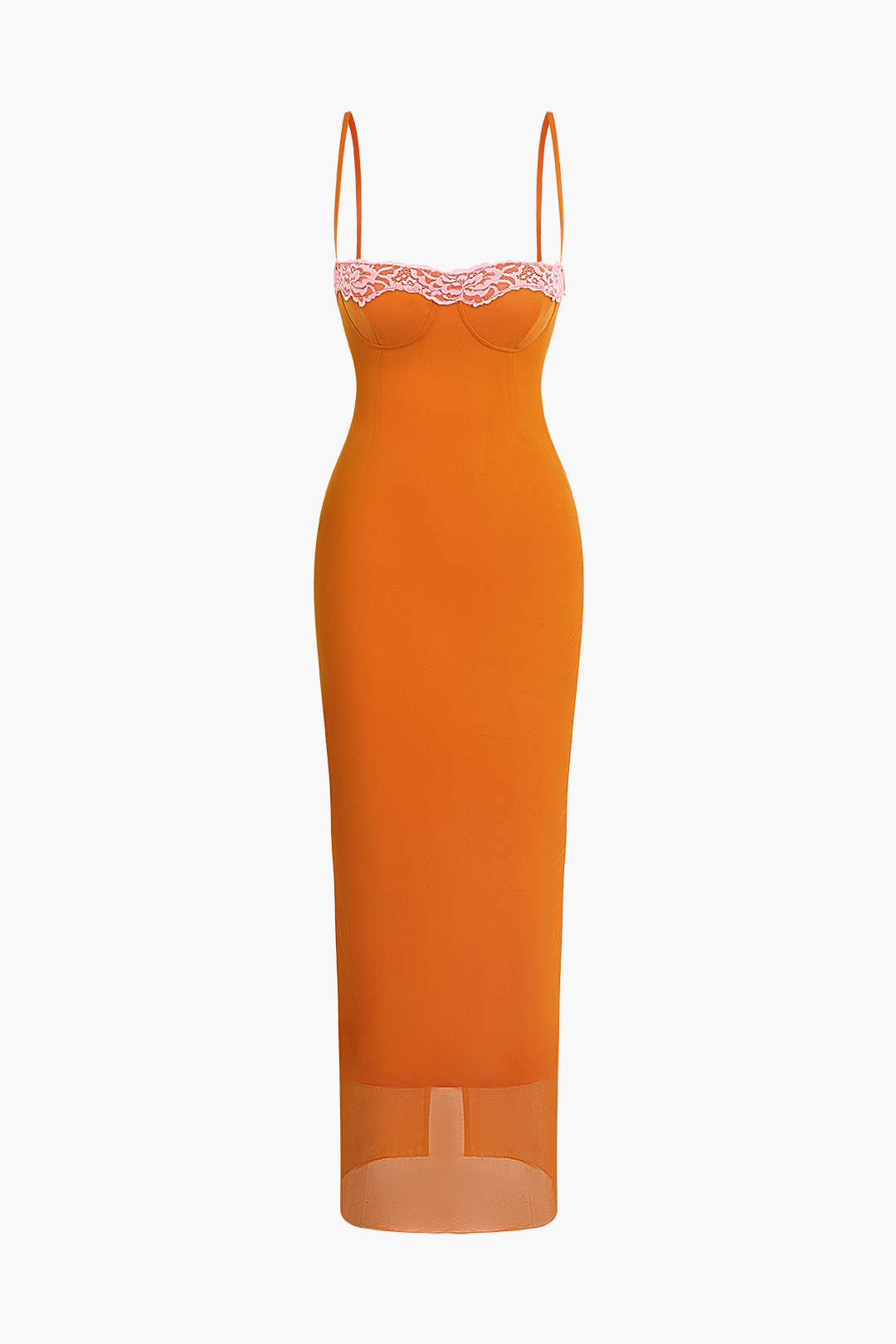 Vestido Midi Con Encaje Detallado Y Silueta Elegante Noche
