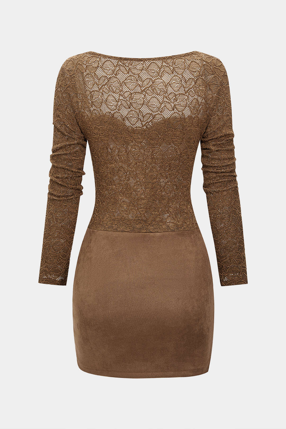 שמלת מיני עם שרוולים ארוכים וקשירה, כפתורי זמש 