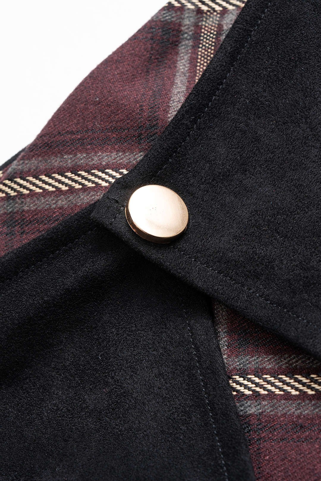 חצאית אסימטרית עם הדפס משובץ וזמש טלאים 