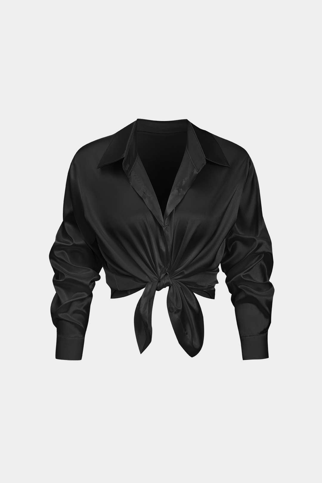 Camisa Satinada De Manga Larga Con Silueta Elegante