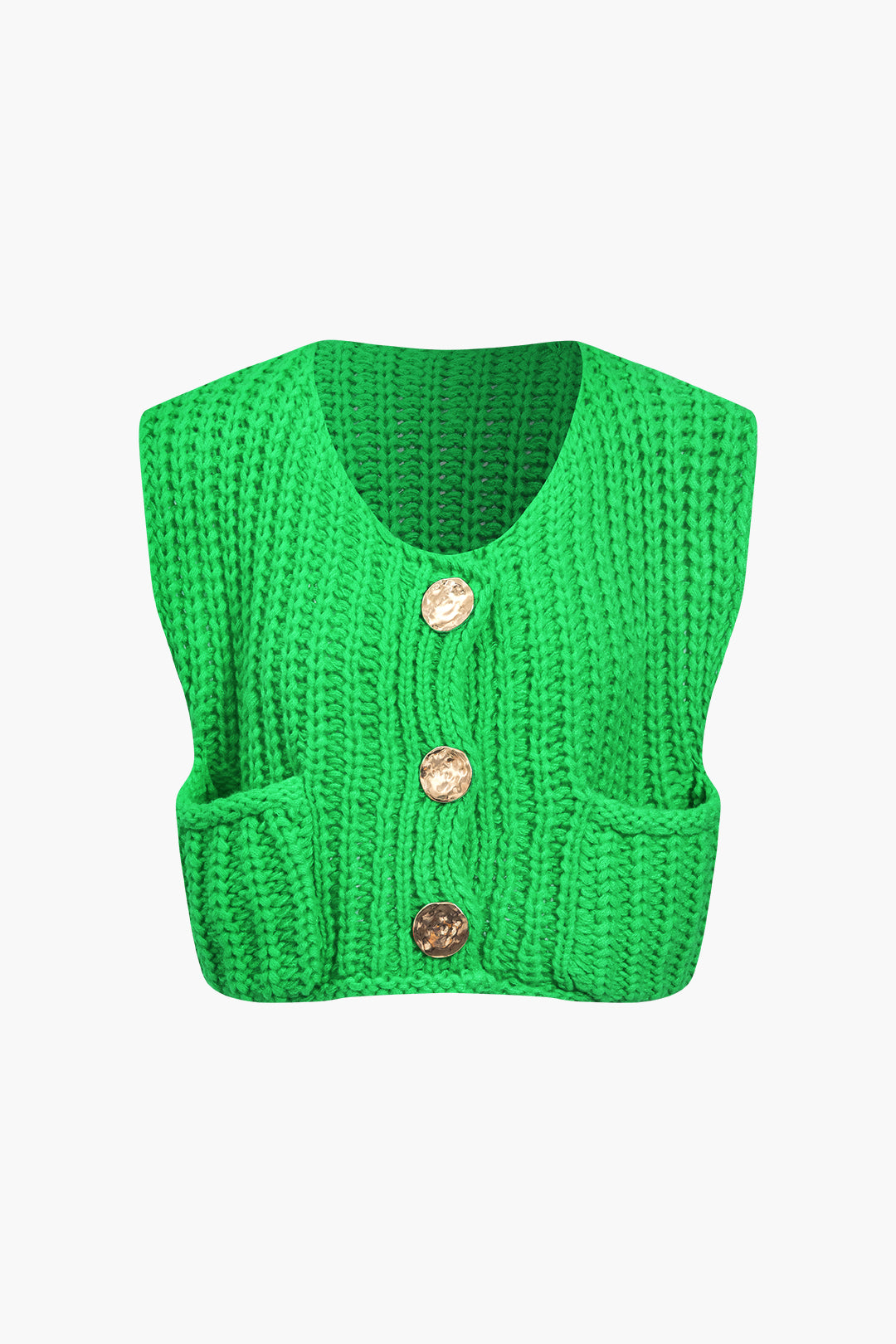 Chaleco de Punto Liso con Botones para Diario Elegante