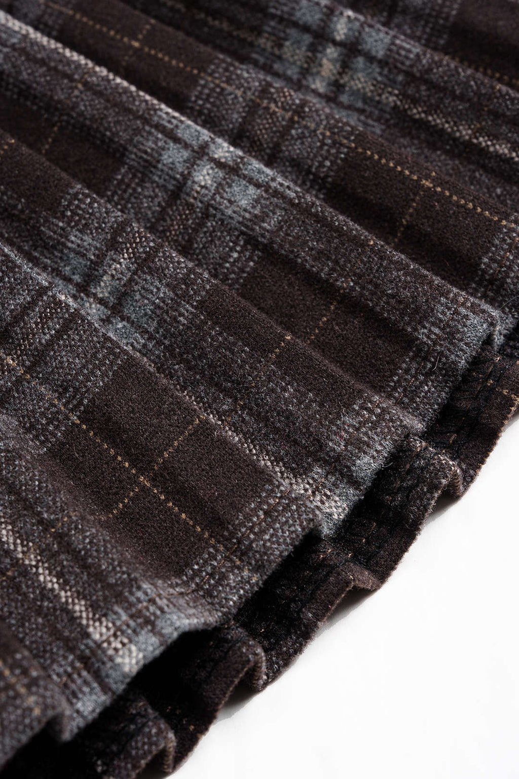 חצאית צמר קפלים עם הדפס משובץ 