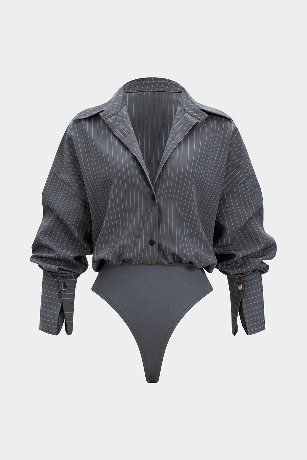 Stripes Print Button Long Sleeve Bodysuit