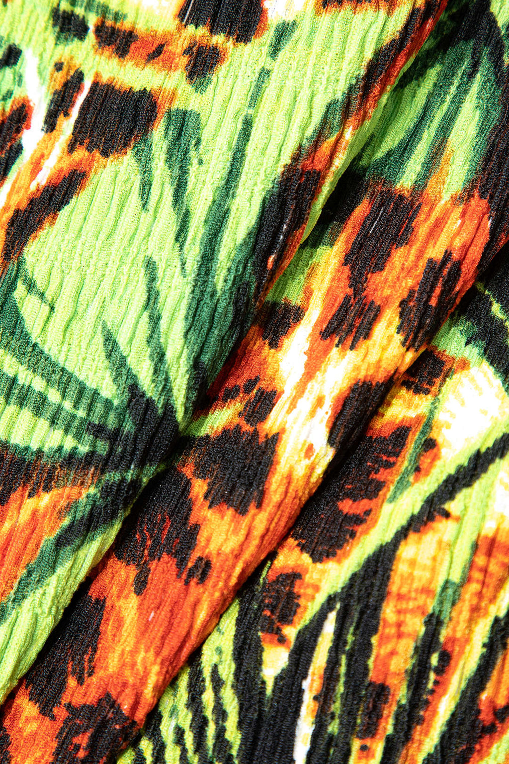 חצאית מיני עם פרנזים והדפס עלי דקל 