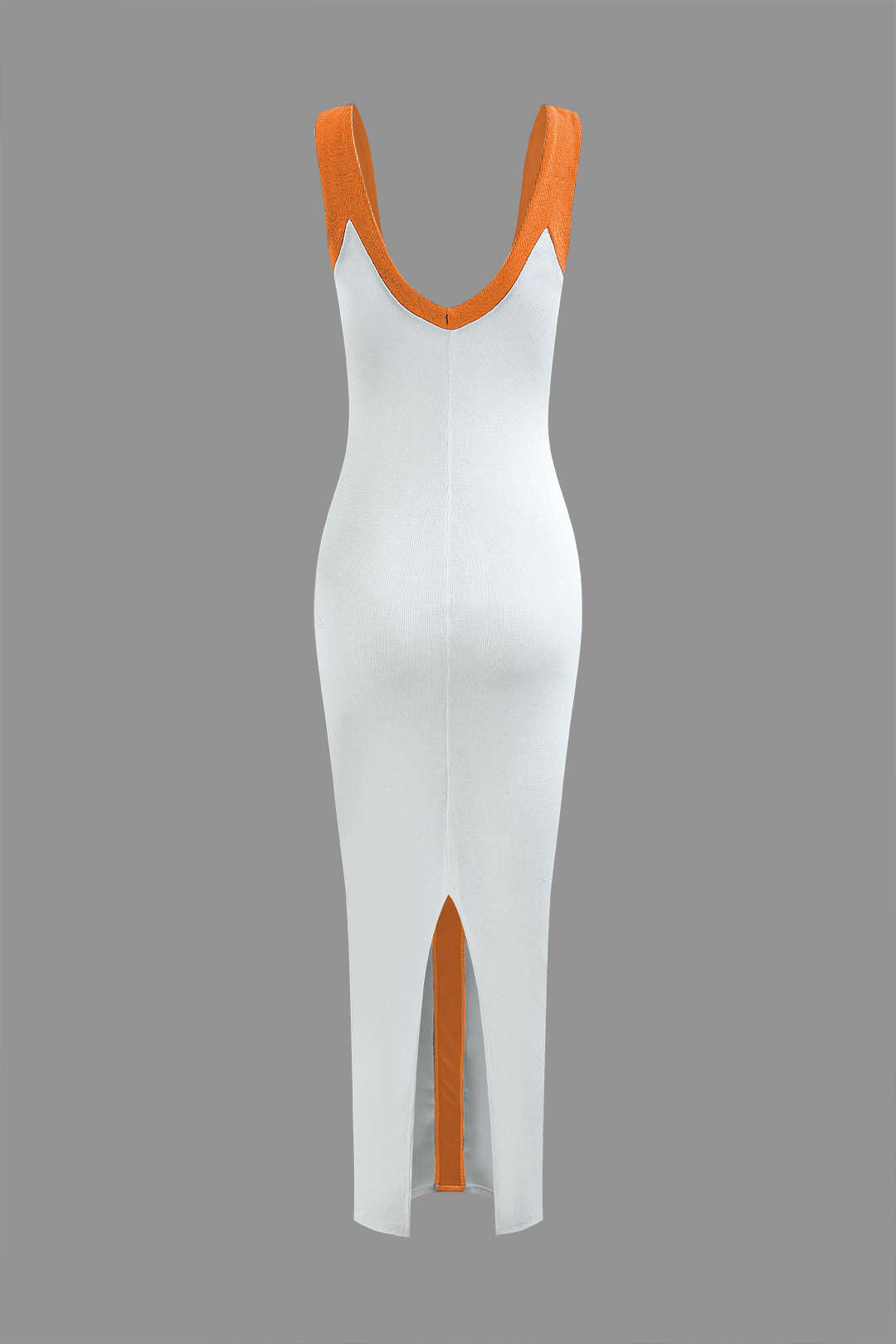 Vestido Maxi Color Block Con Escote En V Y Ribbed Elegante