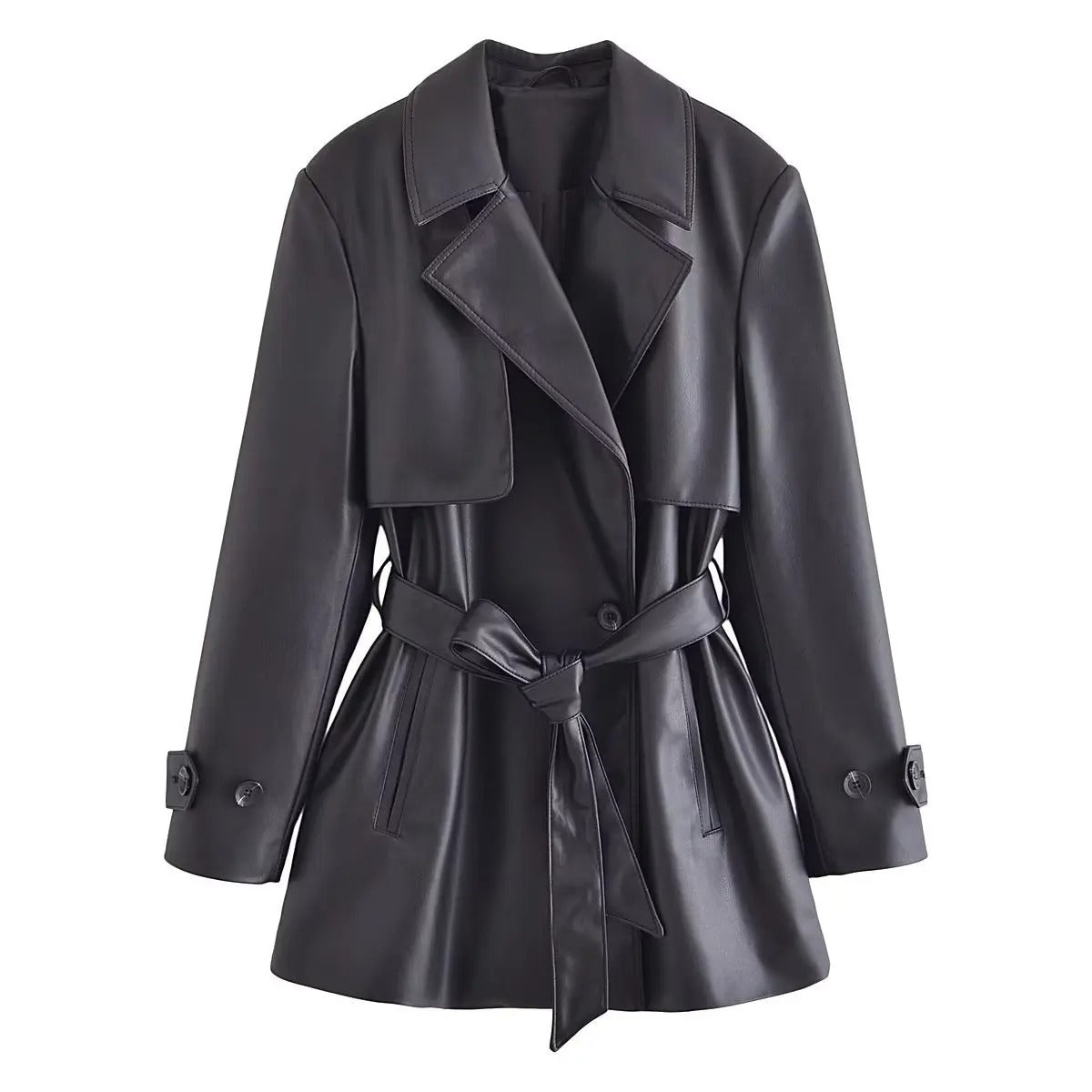 Chaqueta De Cuero Elentri Líneas Afiladas Silueta Elegante