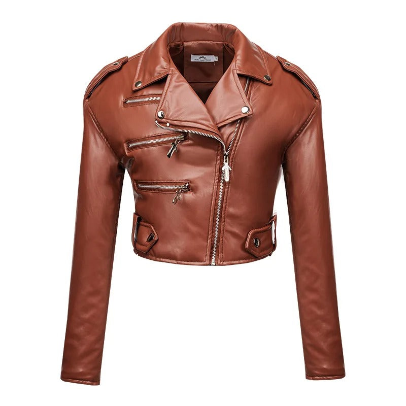 Chaqueta de Cuero Cotstar con Textura Suave y Corte Audaz