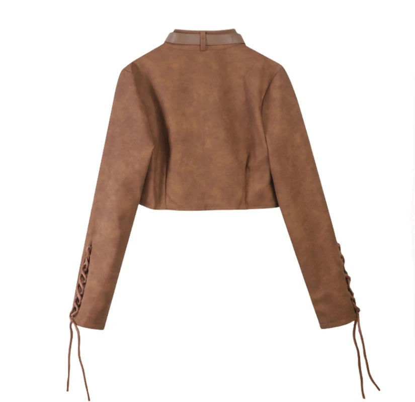 Chaqueta Lasvin Silueta Recta Marrón Cálido Alta Cintura