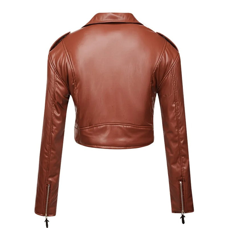 Chaqueta de Cuero Cotstar con Textura Suave y Corte Audaz