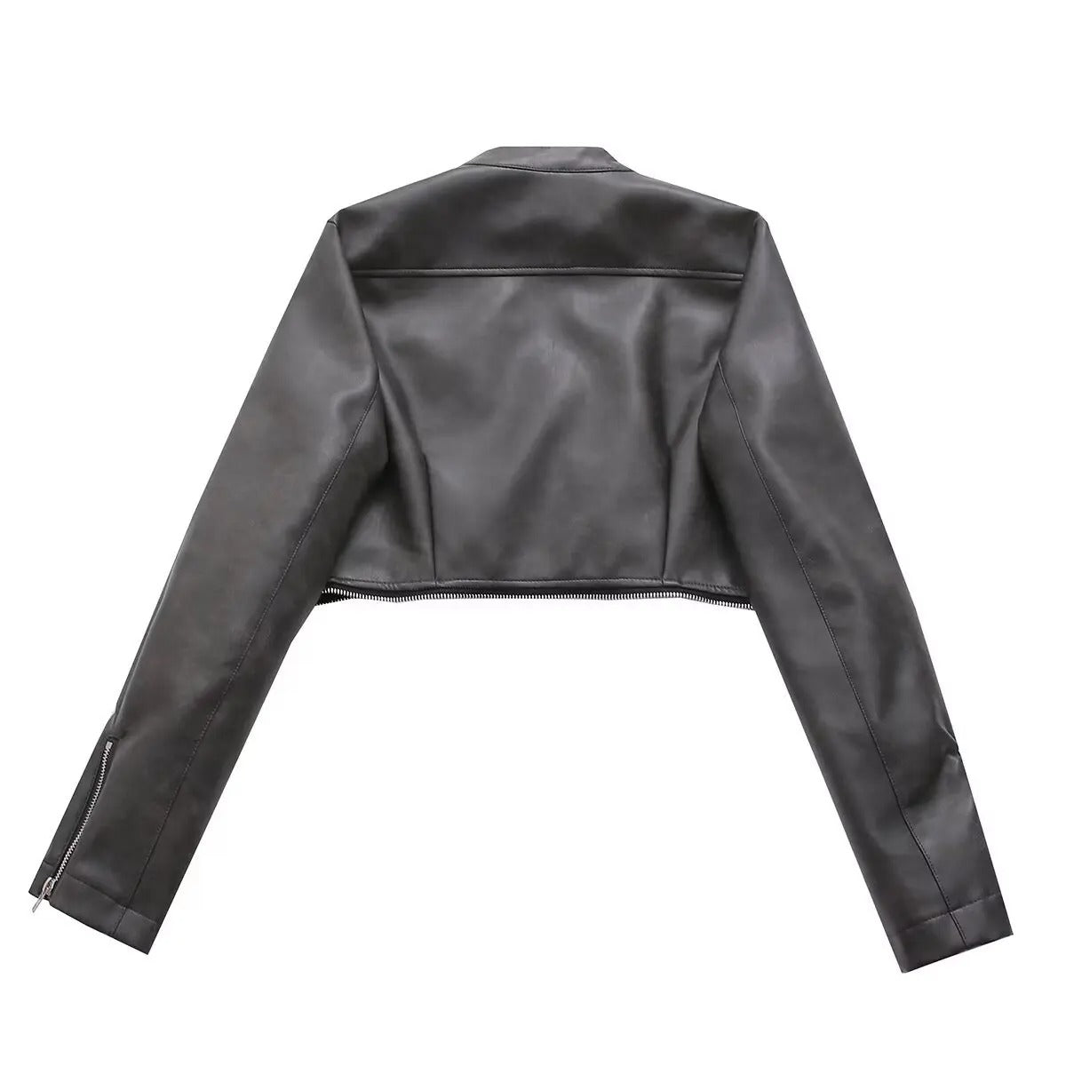 Chaqueta De Cuero Retro Estilo Vintage Muy Corta Mujer