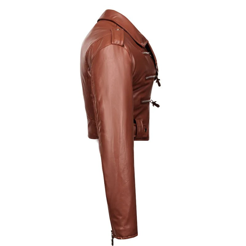 Chaqueta de Cuero Cotstar con Textura Suave y Corte Audaz