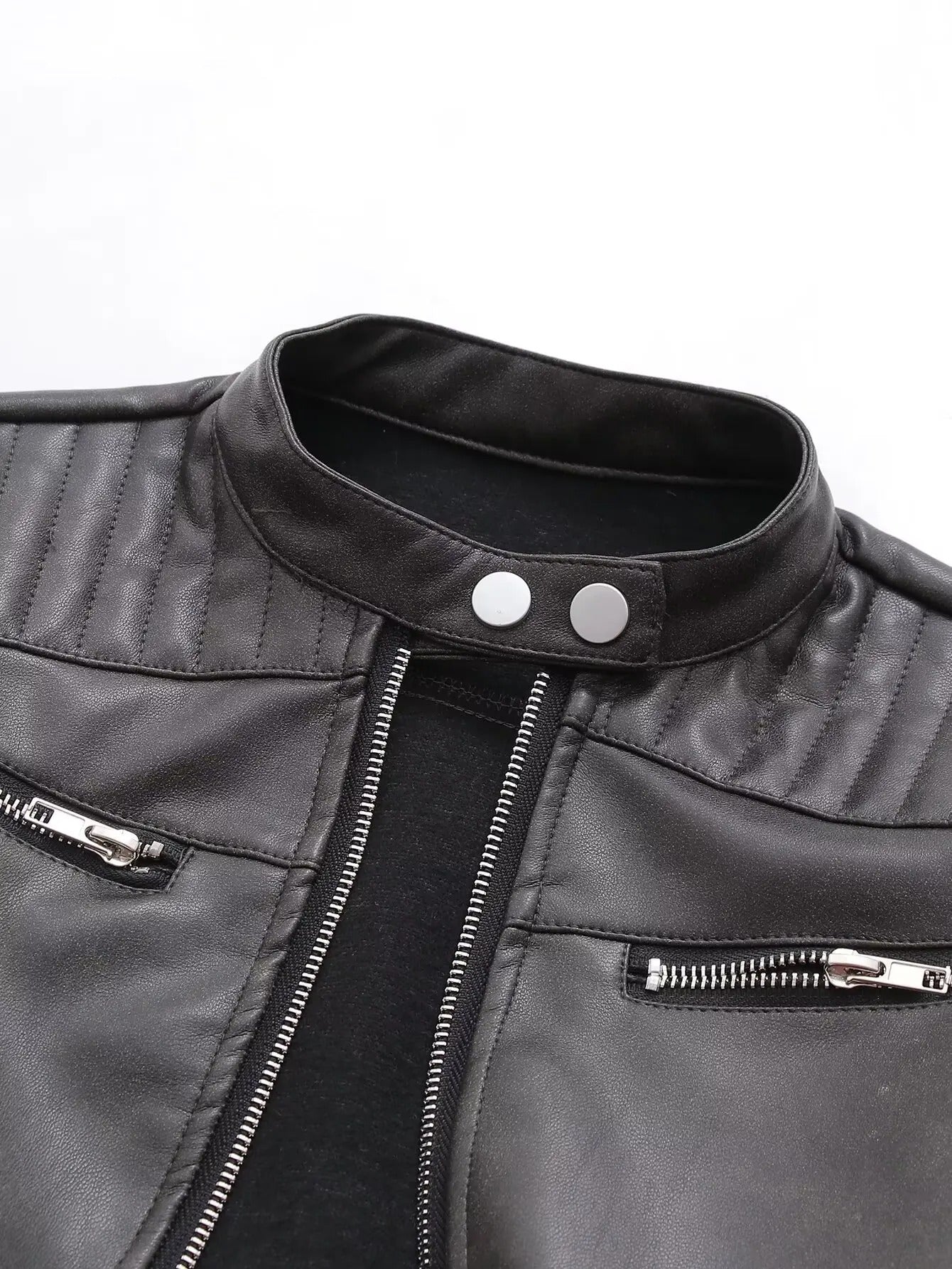 Chaqueta De Cuero Retro Estilo Vintage Muy Corta Mujer