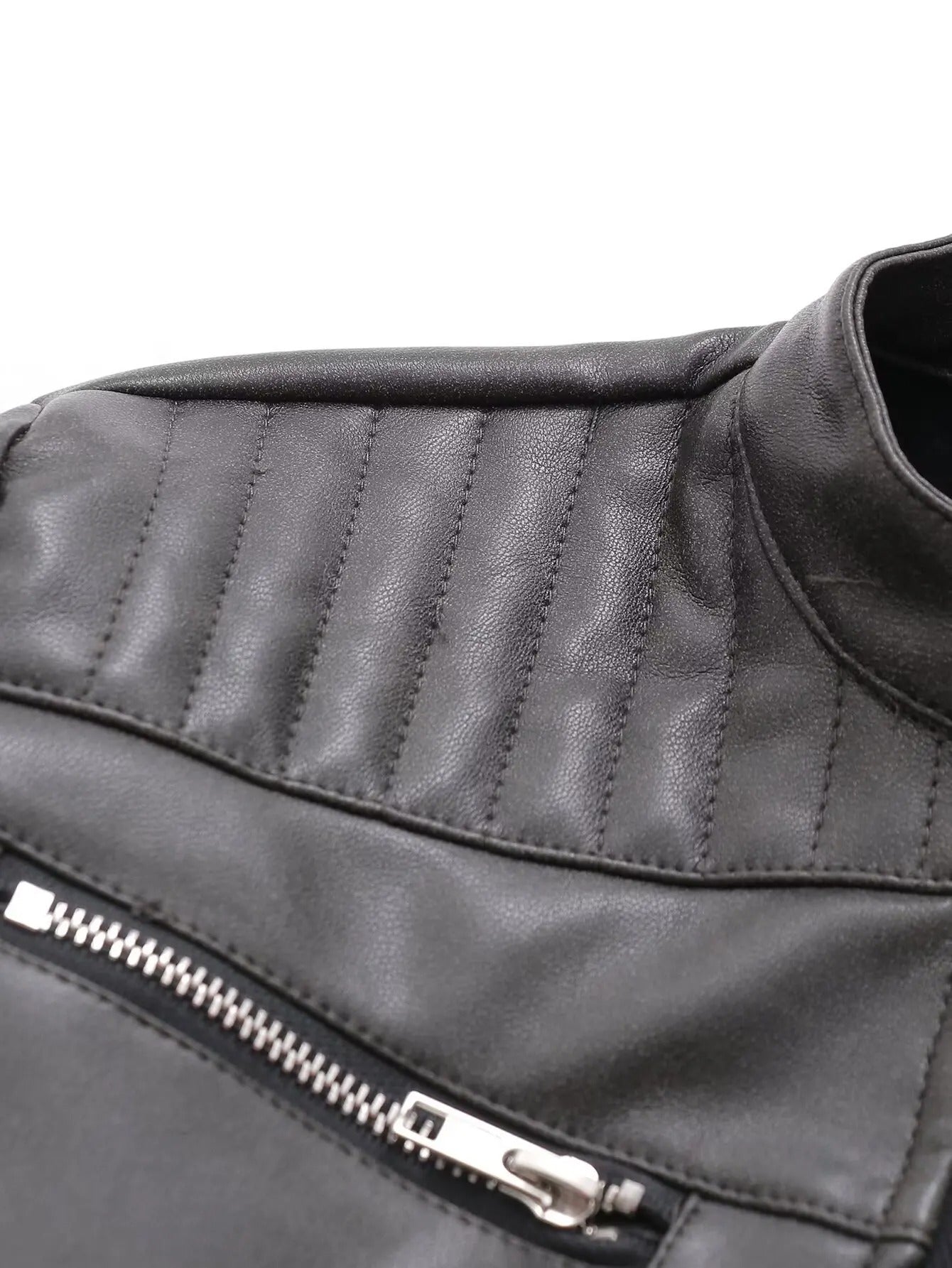 Chaqueta De Cuero Retro Estilo Vintage Muy Corta Mujer