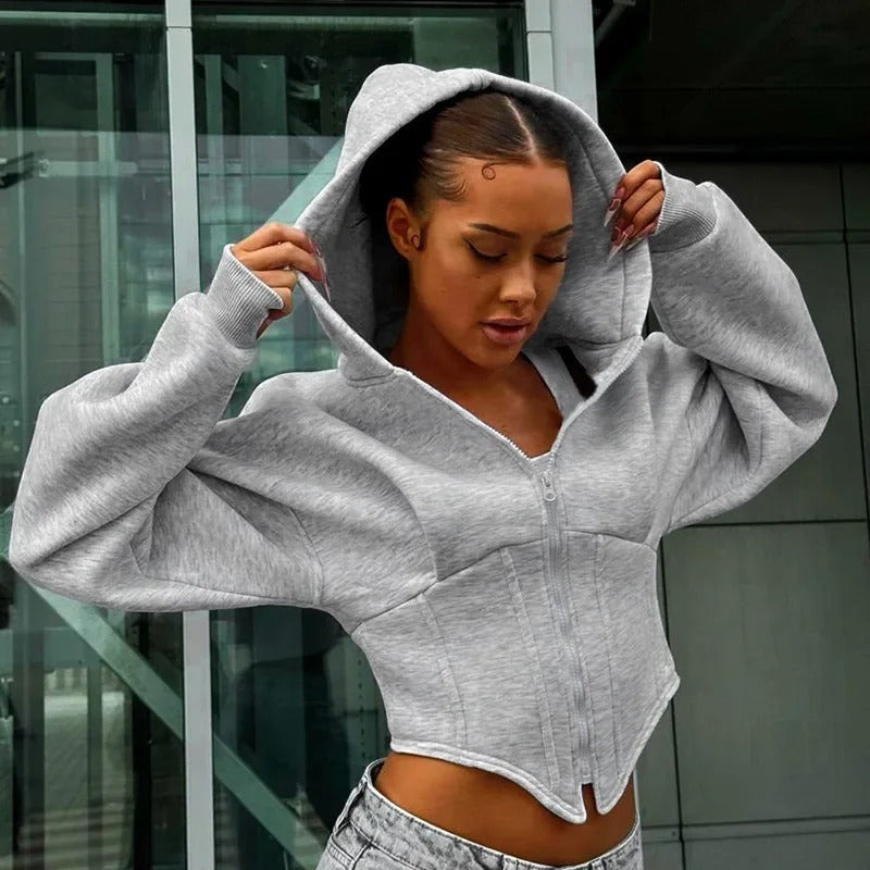 Chaqueta Varsity Silueta Minimalista Gris Para Mujer