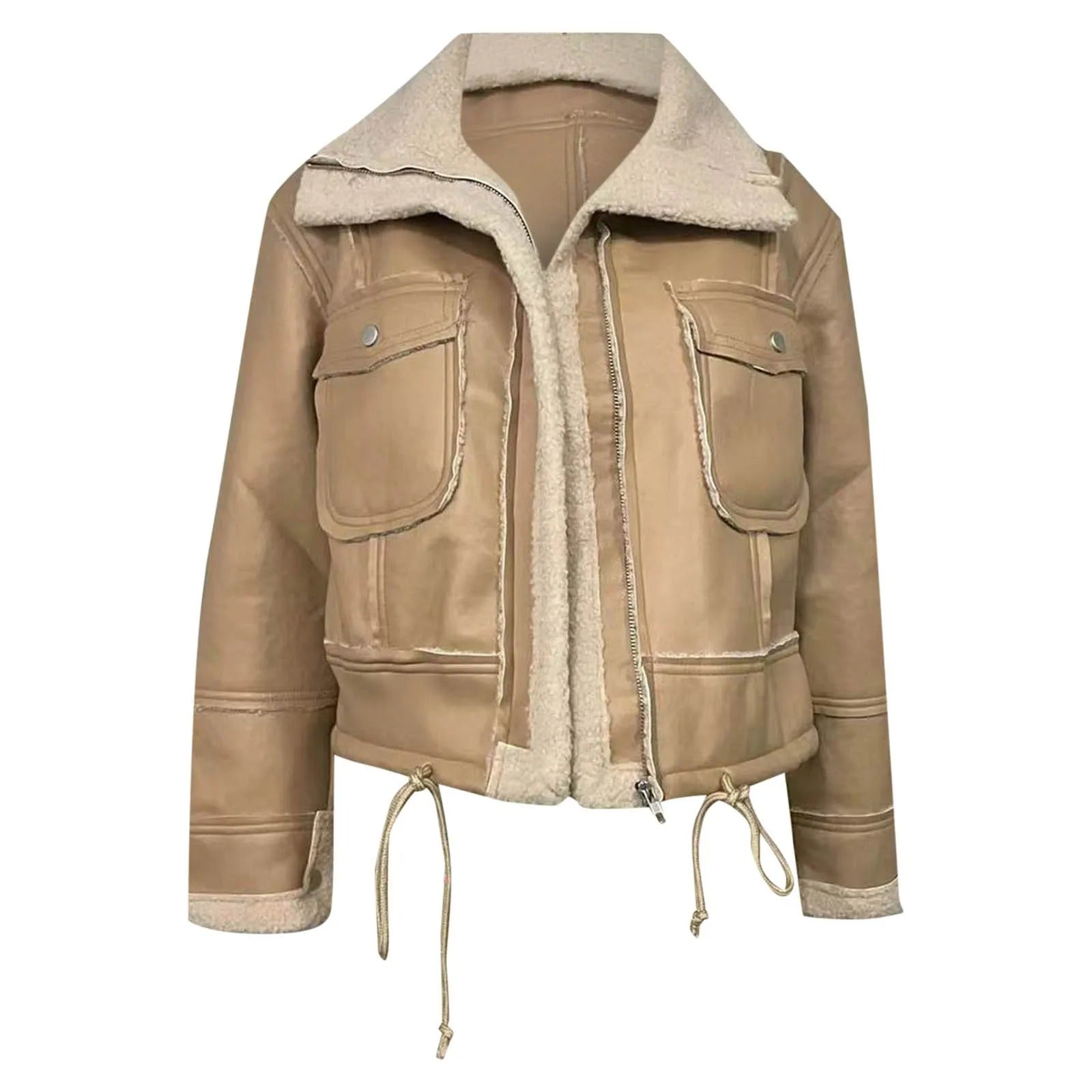 Chaqueta De Cuero Elax Con Forro De Felpa Invierno Urbano