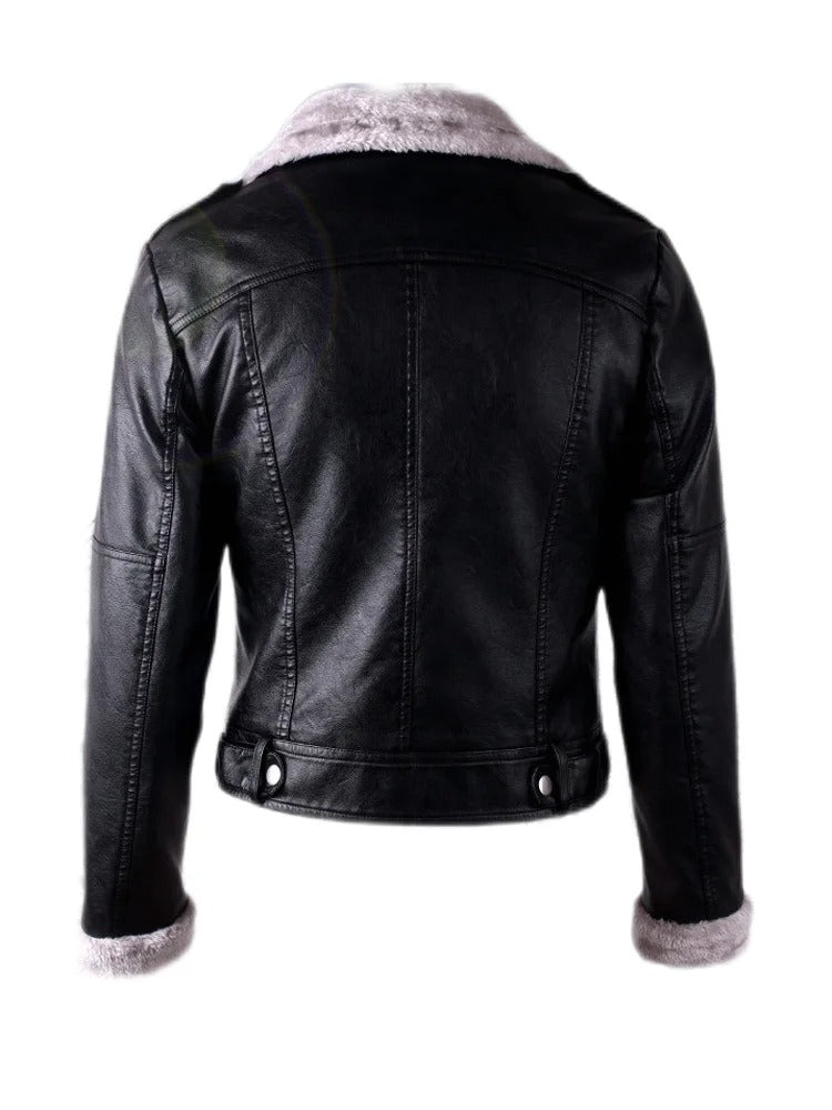 Chaqueta De Cuero Elegante Detalles Modernos Estilo Biker