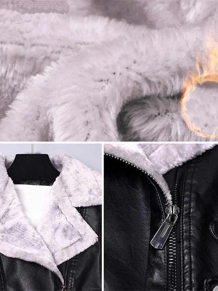 Chaqueta De Cuero Elegante Detalles Modernos Estilo Biker