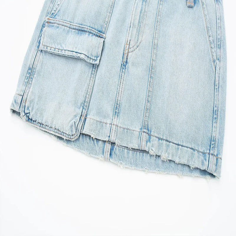 Falda Mini Envy Estilo Decidido Índigo Desgastada Elegante