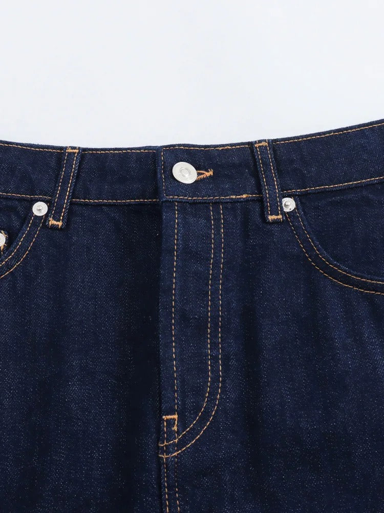 Falda Mini Índigo Moderna de Denim Silueta Suave Textura
